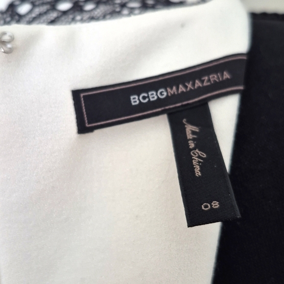 Bcbg Maxazria Rumor Dress White Black Lace Blocked Sheath Dress Size 8 - Picture 14 of 17